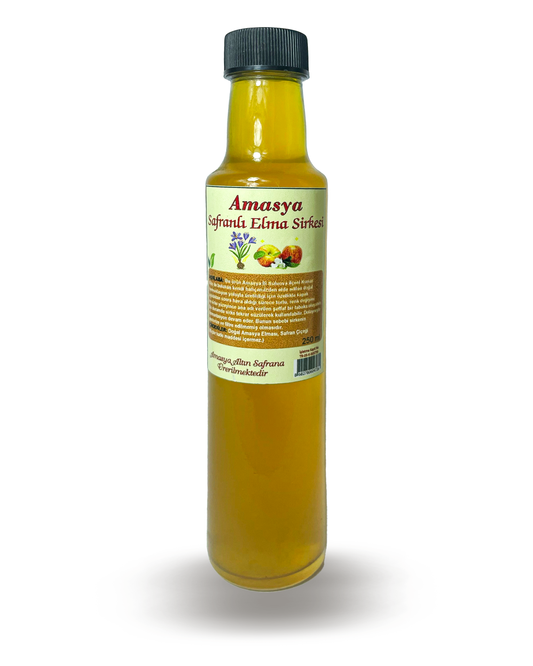 Safranlı Elma Sirkesi - %100 Doğal ve Geleneksel Üretim - 250ml
